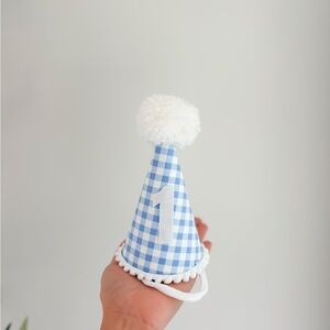 Blue and White Gingham Party Hat